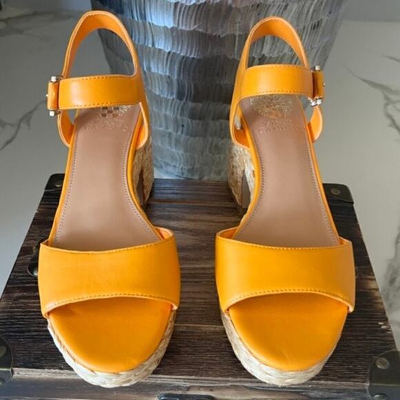 Vince Camuto Ranneli Leather Heeled Sandals in Mango - Picture 3 of 10